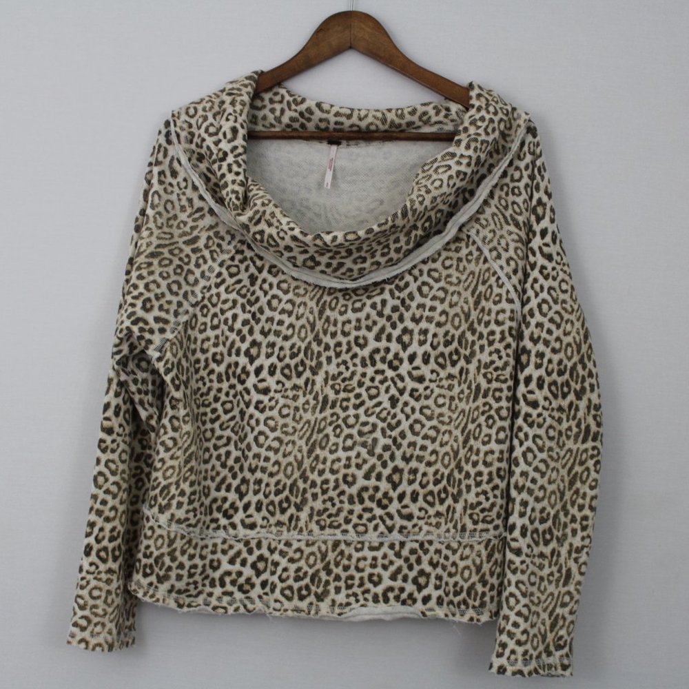 Free People Leopard/ Cheetah Print Cowl Neck Top - Picture 15 of 16